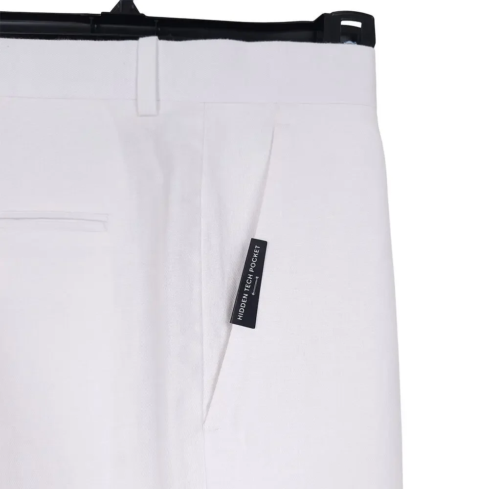 Perry Ellis Portfolio Mens Modern Fit Dress Pant 32x30 Bright White Linen Cotton